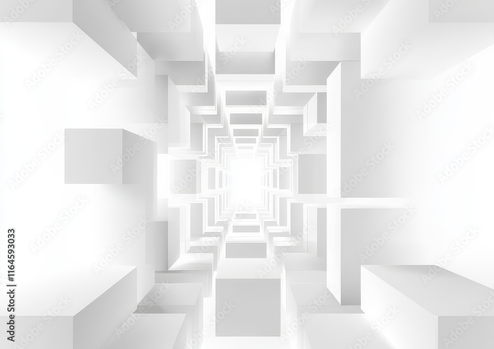 Aufkleber symmetrical abstract design with transparent geometric shapes on a white and gray background