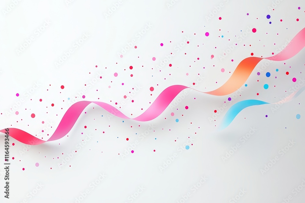 Aufkleber a vibrant abstract image featuring a colorful ribbon with scattered dots on a white background, perf
