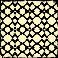 Grunge black and white harlequin pattern with vintage texture