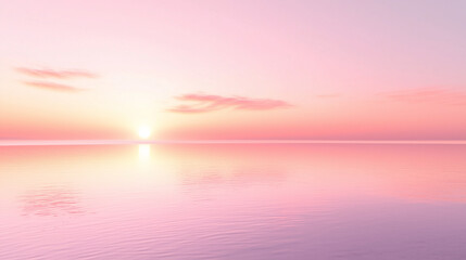 Fototapeta premium Serene Ocean Sunrise with Soft Pink and Blue Gradient Sky, Tranquil Waterscape