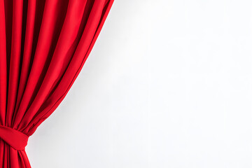 A red theater curtain mock up isolated on white background	