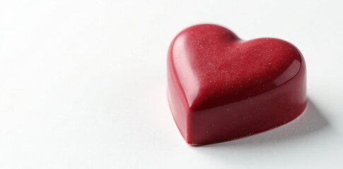 Obraz premium Single chocolate heart candy, glossy surface, white background, dessert, chocolate, love