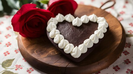 Heart-Shaped Valentine's Day Chocolate Cake with Decorative Frosting