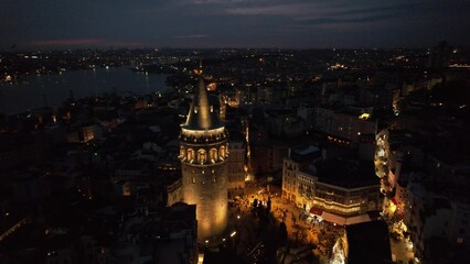 Obraz premium Aerial Drone Galata Tower
