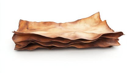 Realistic illustration of aged parchment with yellowed edges and textured folds on a white background. 