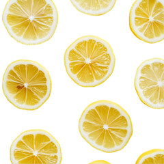 Juicy Lemon Slices  Citrus Fruit Pattern   Yellow Background  Food Photography  Summer Ref