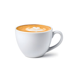 Fototapeta premium Side view a white cup of cappuccino coffee isolated on white background