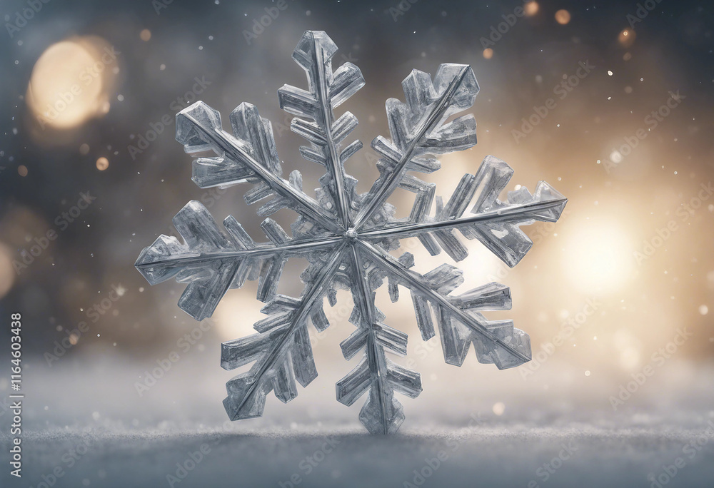 Poster metallic silver snowflake on transparent background 3d snowflake