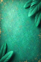 Deep green turquoise feather backdrop, distressed vintage look, surface, wing