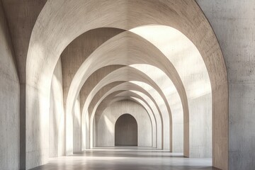 Fototapeta premium Modern concrete hallway with shadows and light