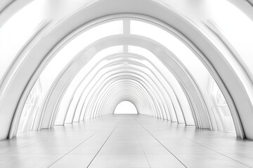 Fototapeta premium White arched hallway with soft natural lighting