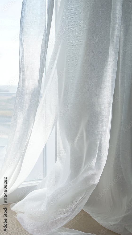 Aufkleber a white curtain with a pattern of holes is hanging in front of a window