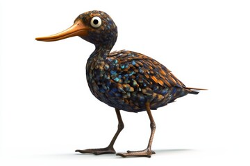 Obraz premium A bird with a long beak and bright eyes stands on a white background