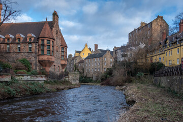 The old town of Dean village at Stockbridge in Edinburgh
