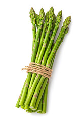 Green fresh asparagus isolated on white background