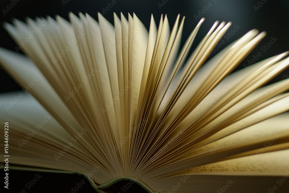 Poster light on open book pages in calm space