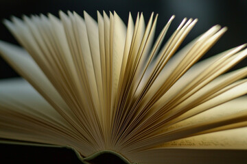 Light on open book pages in calm space