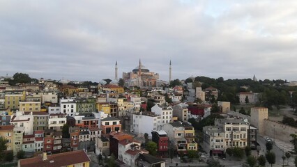 Istanbul aerial view Hagia Sophia Mosque