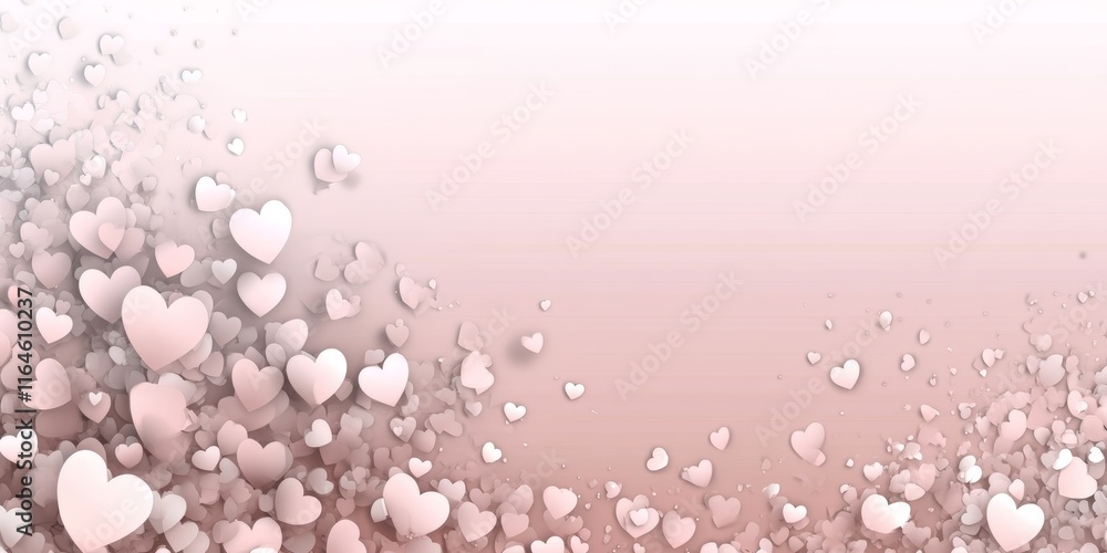 Poster Delicate soft pink gradient background with subtle hearts for customizable design