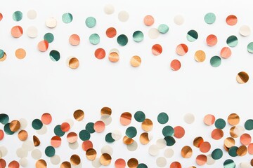 Fototapeta premium Vibrant confetti in various colors scattered on a white surface, perfect for festive and celebratory themes.