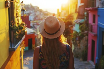 Obraz premium Study abroad program: Student exploring a new city, experiencing different cultures and languages