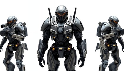 Fototapeta premium Powerful Armored Mechs: A Futuristic Military Diorama