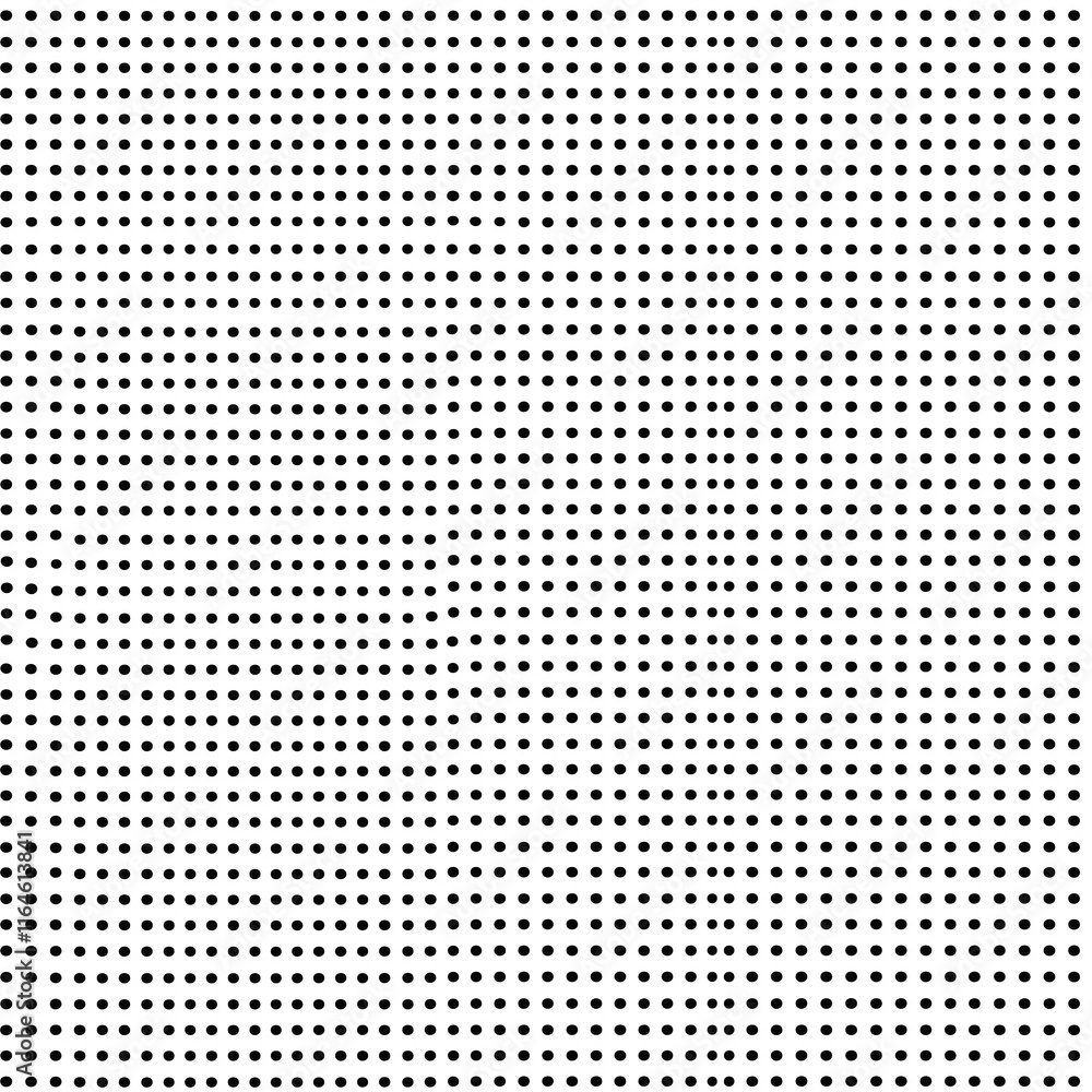 Poster a monochrome pattern of evenly spaced black dots arranged in a grid format on a white background.