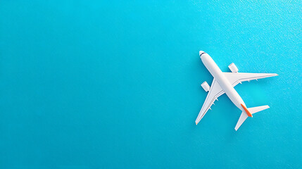 Aerial top view on aircraft flying over ocean water