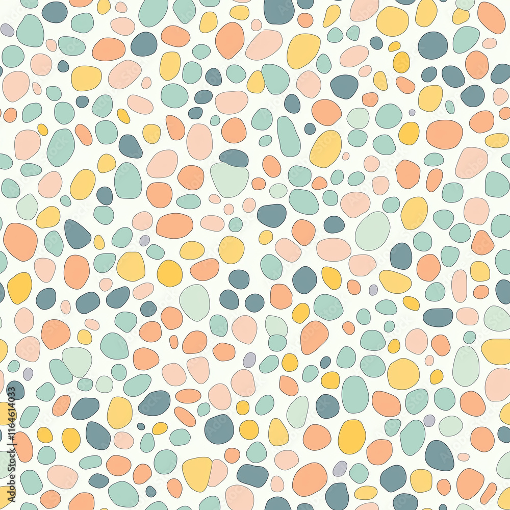 Poster bright, abstract pattern featuring colorful, irregular shapes on a light background, ideal for desig