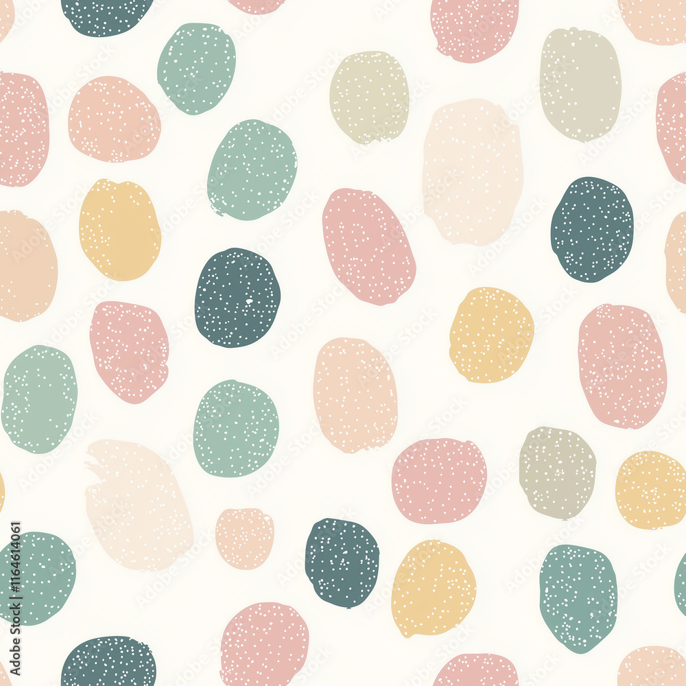 Poster colorful abstract pattern featuring various textured dots on a light background, suitable for design
