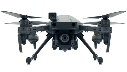 Powerful Industrial Drone: Detailed Front View, Sleek Design