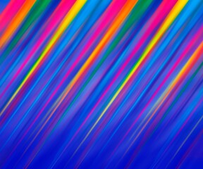 abstract background with diagonal stripes and streaks of light in blue, red, yellow, green and purple