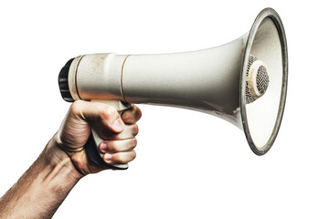 old megaphone isolated on white