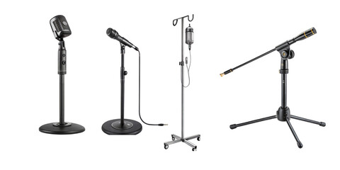 A set of Mic stands isolated on a transparent background
