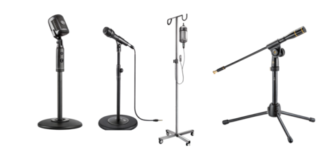 A set of Mic stands isolated on a transparent background