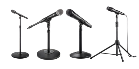 A set of Mic stands isolated on a transparent background