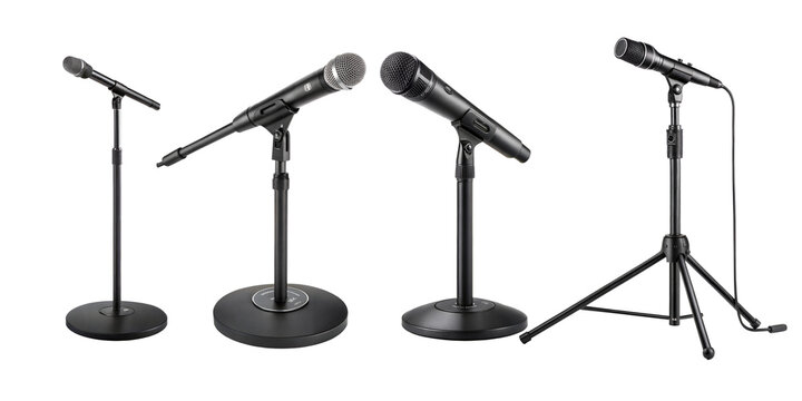 A set of Mic stands isolated on a transparent background