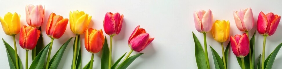 Vibrant tulip flowers arranged in a simple composition , bloom, simple, bright