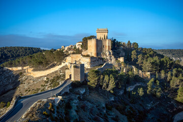 Fototapeta premium View of the medieval town of Alarcon, Cuenca, Castilla-La Mancha, Spain, with the imposing castle in the foreground