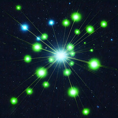 Fototapeta premium Celestial Data Network: A Cosmic Burst of Quantum Connections and AI Intelligence in a Futuristic Galactic Neural Grid