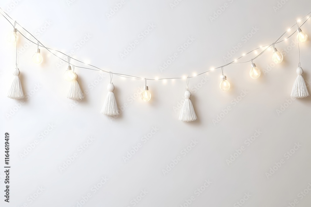 Aufkleber a string of lights with white paper trees hanging from it. the lights are lit up