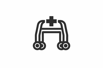 creative medical walker icon concept