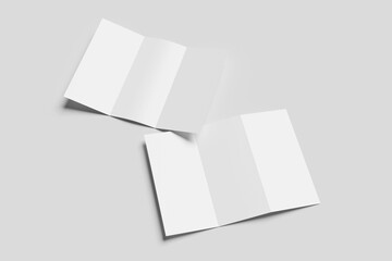 Blank tri-fold brochure for mockup - 3D rendering