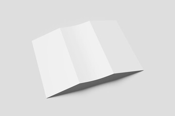 Blank tri-fold brochure for mockup - 3D rendering