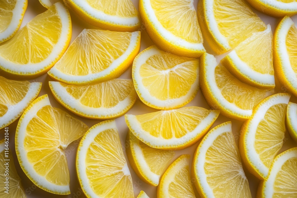 Aufkleber a close up of many slices of yellow lemon. the slices are cut in half and arranged in a pattern