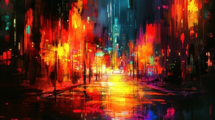 Vibrant Urban Skyline at Dusk with Bright Lighting