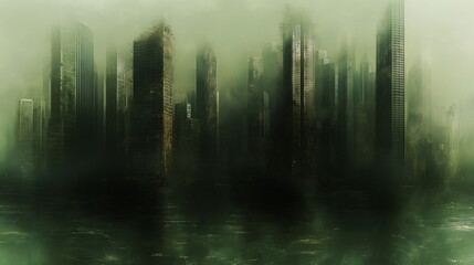 Obraz premium A gigantic metropolis submerged under water with o_005