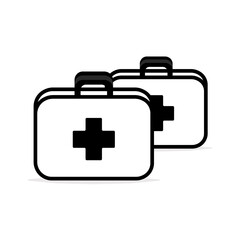 First aid kit icon Transparent Background Clipart. Medical equipment icon with on white background. First aid  medical bag vector briefcase sign. 