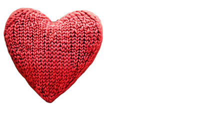 Obraz premium Red Knitted Heart Transparent Background Love Craft Supply