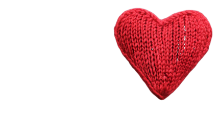 Handmade Knitted Red Heart Transparent Background for Art